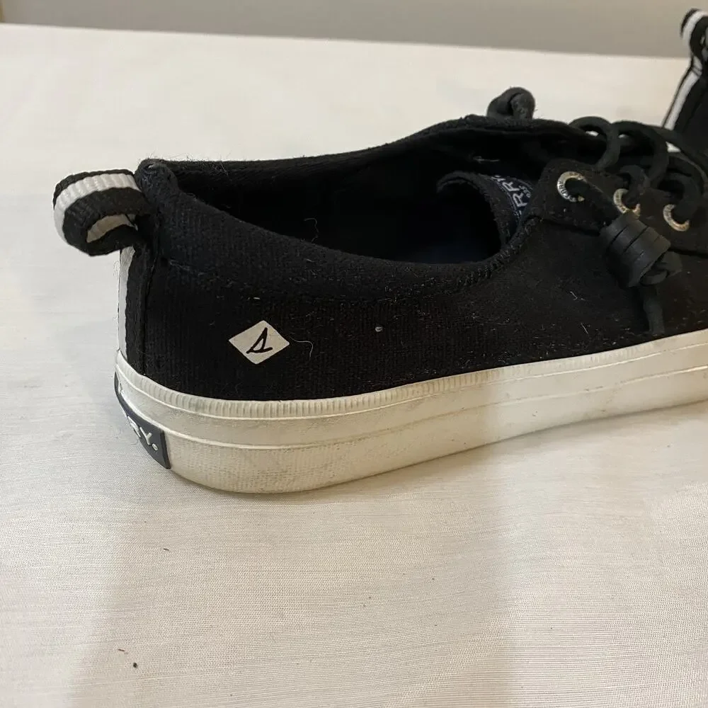 SPERRY TOPSIDERS CANVAS SNEAKERS SIZE 6.5 STS99251 BLACK